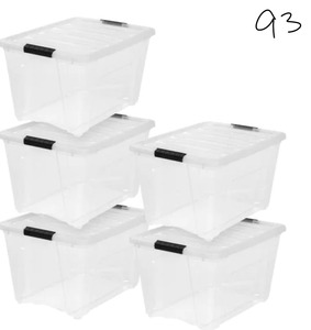 lot 93 image: 53 Qt. Stack and Pull Box in Clear (5-Pack)