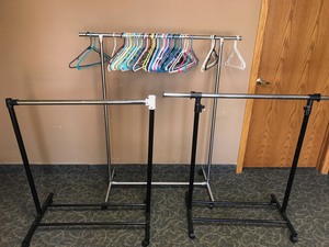 3 Rolling Clothing Racks  Hangers