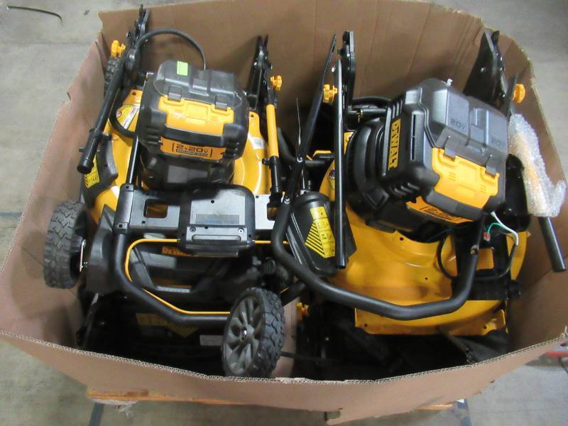lot 39 image: WHOLESALE MIXED PALLET OF DEWALT CORDLESS BATTERY PUSH MOWERS