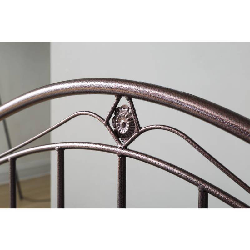 lot 104 image: Hodedah Bronze Full-size Metal Panel Bed with Headboard and Footboard, HI804 F Bronze. May be missing hardware.