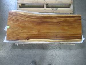 lot 85 image: Solid Wood Live Edge Walnut VanityTable (48212363) Approximate Dimensions 48 in. x 21 in. x 1.96 in.