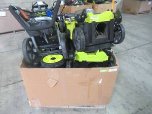 lot 18 image: WHOLESALE MIXED PALLET OF RYOBI PUSH MOWERS AND OUTDOOR POWER