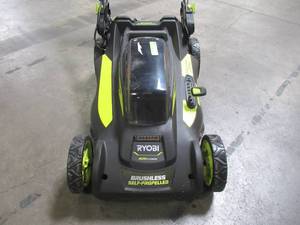 lot 21 image: Ryobi 20 in. 40-Volt 6.0 Ah Lithium-Ion Battery Brushless Cordless Walk Behind Self-Propelled Lawn Mower RY401120-Y