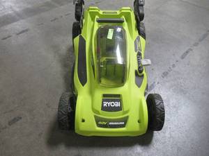 lot 22 image: Ryobi 20 in. 40-Volt Brushless Lithium-Ion Cordless Battery Walk Behind Push Lawn Mower RY401011BTLVNM