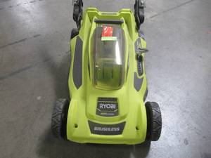 lot 23 image: Ryobi 20 in. 40-Volt Brushless Lithium-Ion Cordless Battery Walk Behind Push Lawn Mower RY401011BTLVNM