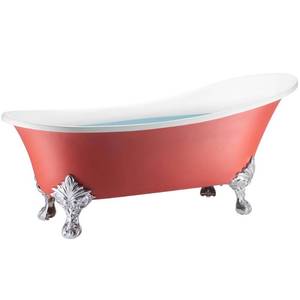 lot 502 image: AKDY 69 in. Fiberglass Slipper Clawfoot Non-Whirlpool Bathtub in Matte Redwood, Missing Feet, No overflow.