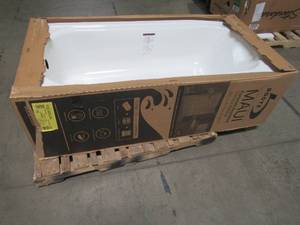lot 504 image: Bootz Industries Maui 60 x 30 16 58 Left Drain Rectangular Alcove Soaking Bathtub in White - Enamel Damage LH CornerThreshold and RH Threshold.