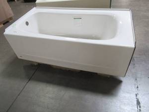 lot 515 image: American Standard Cambridge 60 x 32 x 17 Left Drain Soaking Tub in White.
