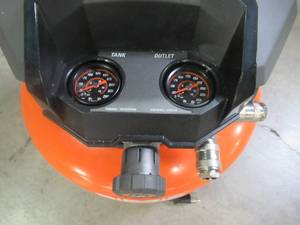 lot 48 image: RIDGID 6 Gal. Portable Electric Pancake Air Compressor OF60150HB