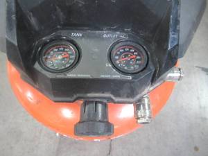 lot 49 image: RIDGID 6 Gal. Portable Electric Pancake Air Compressor OF60150HB