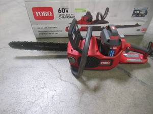 lot 57 image: Toro Flex-Force 16 in. 60-Volt Max Lithium-Ion Battery Electric Cordless Chainsaw, 2.5 Ah Battery and Charger Included 51850