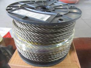 lot 766 image: Crown Bolt 38 in. x 150 ft. Bright Fiber Core Wire Rope, 66680.
