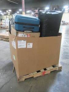 lot 217 image: WHOLESALE MIXED PALLET OF SUITCASES, SMALL HOUSEWARES AND MORE