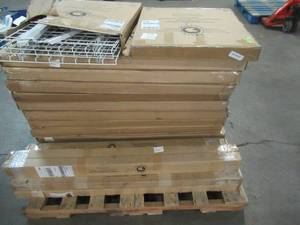 lot 432 image: WHOLESALE MIXED PALLET OF EAGLE INDUSTRIAL OVERHEAD STORAGE RACKING AND MORE
