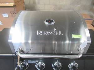 lot 329 image: Nexgrill 4-Burner Propane Gas Grill in Black with Side Burner and Stainless Steel Main Lid 720-0925P