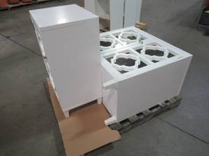 lot 445 image: 2 Matching Cabinets With Mirrored Doors in White. - Scratch and dent.