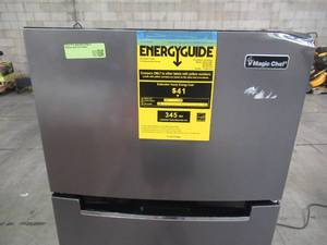 lot 605 image: Magic Chef 7.4 cu. ft. 2-Door Mini Fridge in Platinum Steel with Freezer MCDR740STE