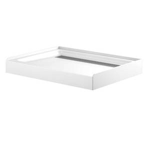 lot 112 image: Delta 36 in. x 48 in. Single Threshold Corner Shower Base in White, B710912-4836-WH.
