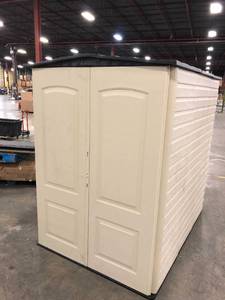 lot 117 image: Rubbermaid Storage Shed, Model Unknown, Missing some hardware.