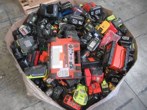 lot 405 image: WHOLESALE MIXED PALLET OF POWER TOOL AND OUTDOOR POWER BATTERIES AND CHARGERS