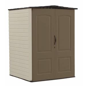 lot 124 image: Rubbermaid 6 ft. 4 in. H x 4 ft. 7 in. W x 4 ft. 4 in. D Medium Vertical Plastic Shed, 1967673 - OPEN BOX - MAY BE MISSING OR HAVE DAMAGED PARTS.