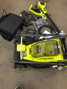 Mixed lot of ryobi lawn mower & trimmer - mixed conditions - see pictures