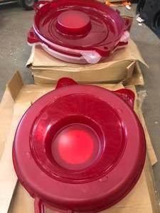 Wreath Storage Box in Red by IRIS- set of 2 - mixed conditions - see pictures