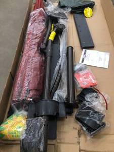 11 ft. LED Round Offset Outdoor Patio Umbrella in Chili Red by Hampton Bay- slightl damaged & missing parts - see pictures