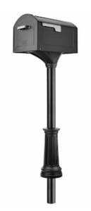 lot 28 image: ARCHITECTURAL MAILBOXES Black Centennial Extra Large Mailbox and Decorative Post Combo Kit