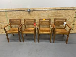 lot 45 image: Lot of 4 Outdoor Chairs with 2 Bonus Cushions