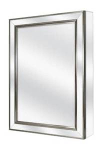 lot 52 image: HOME DECORATORS COLLECTION 20-18 in. W x 26 in. H Fog Free Framed Recessed or Surface-Mount Mirror Bathroom Medicine Cabinet in Brushed Nickel