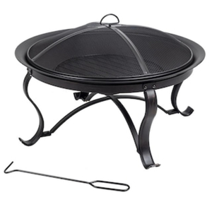 lot 44 image: HAMPTON BAY Sadler 30 in. x 19 in. Round Steel Wood Burning Fire Pit in Rubbed Bronze