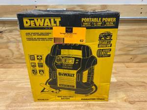 lot 62 image: DEWALT 1400 Peak Amp Portable Car Jump Starter with Digital Compressor