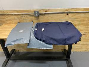 lot 82 image: HAMPTON BAY Lot of 2- Beacon Park CushionGuard Midnight Lounge Chair Slipcover Sets