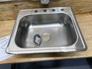 lot 65 image: GLACIER BAY All-in-One Drop-In Stainless Steel 25 in. 4-Hole Single Bowl Kitchen Sink