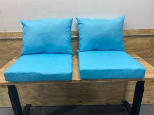 lot 85 image: ARDEN SELECTIONS Lot of 2-  21 in. x 17 in. 2-Piece Deep Seating Outdoor Lounge Chair Cushion in Pool Blue Leala Textures