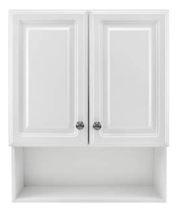 lot 115 image: GLACIER BAY 23-18 in. W x 27-78 in. H Framed Surface-Mount Bathroom Medicine Cabinet in White