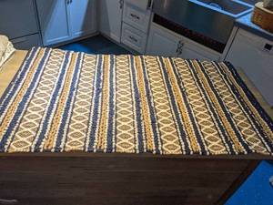 lot 68 image: NavyTanWhite Boho Scatter Rug