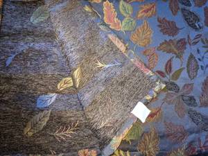 lot 103 image: King Size Heavy  Coverlet in Brown wEmbroidered Leaves