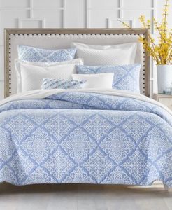 lot 8 image: Charter Club Blue & White Medallion 3 Pc. Duvet Cover Set, FullQueen, Created for Macys
