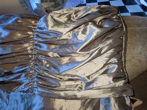 lot 137 image: Stunning Custom Metallic Sage Green Curtain Panel