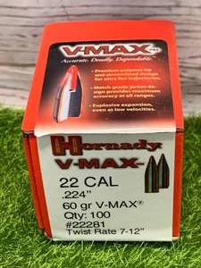 100 Rounds Hornady .22 Vmax Ammo Ammunition