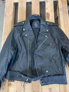 Mens Mossi Leather Motorcycle Jacket Size 44