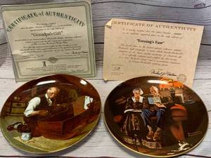 Norman Rockwell �Grampas Gift� �Evening Ease� Collector Plates