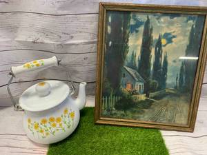 Vintage Teakettle & Artwork