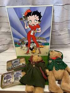 Betty Boop Sign, Bears, Playing Cards