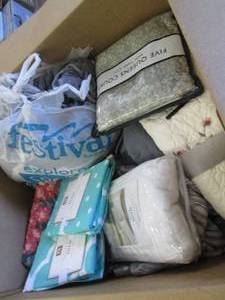 lot 65 image: Box of Assorted PillowShams. Furnit...