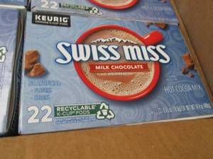 lot 124 image: 4- 22 ct Boxes Swiss Miss Kcups...