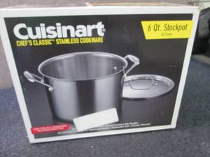 lot 171 image: Cuisinart 6 qt Stockpot Retail $49....