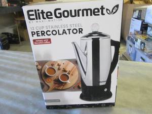 lot 289 image: Elite Gourmet 12 Cup Stainless Stee...